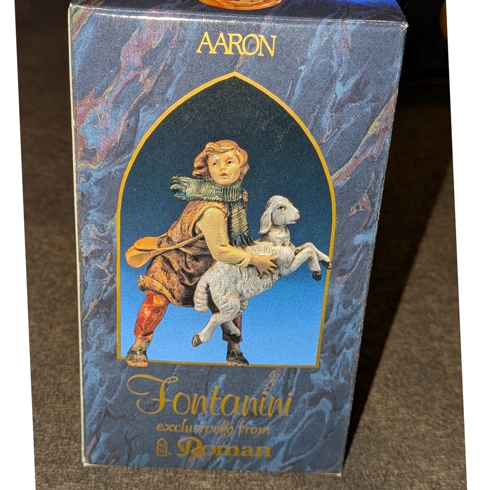 VTG Fontanini Aaron Shepherd Leaping Sheep 5 Inch Nativity Figurine Italy NIB